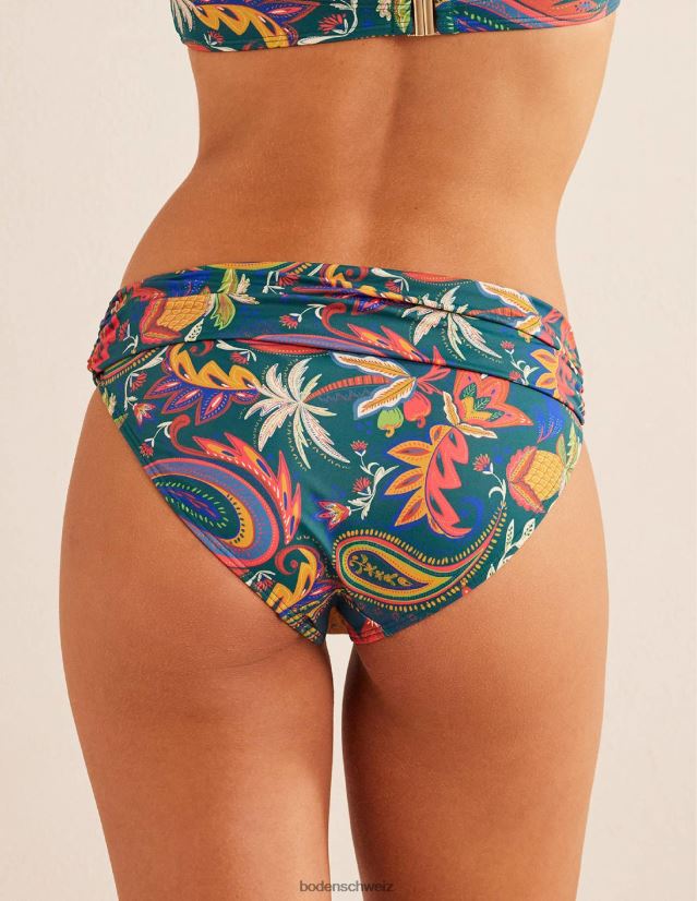 Boden Frauen klassische Falten-Bikinihose VH86PT2453 Kleidung Smaragd und Paradies-Paisley