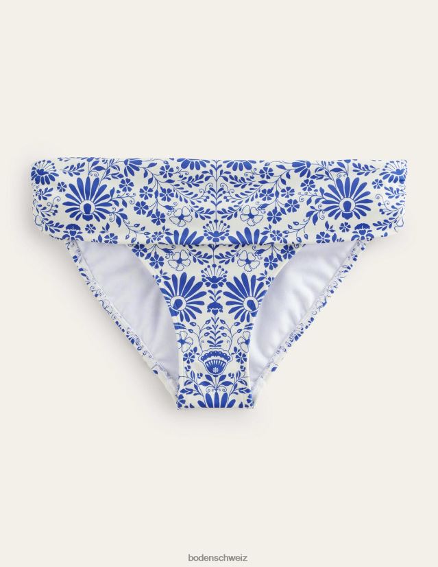 Boden Frauen klassische Falten-Bikinihose VH86PT292 Kleidung Elfenbein und seeblaue Gardenie