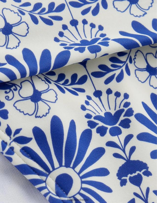 Boden Frauen klassische Falten-Bikinihose VH86PT292 Kleidung Elfenbein und seeblaue Gardenie