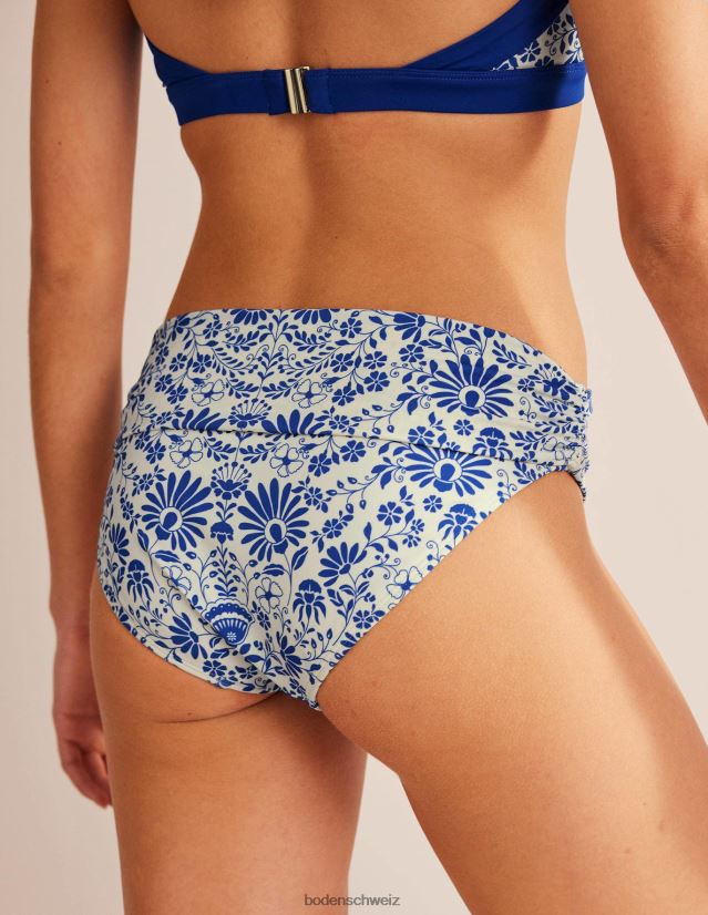 Boden Frauen klassische Falten-Bikinihose VH86PT292 Kleidung Elfenbein und seeblaue Gardenie