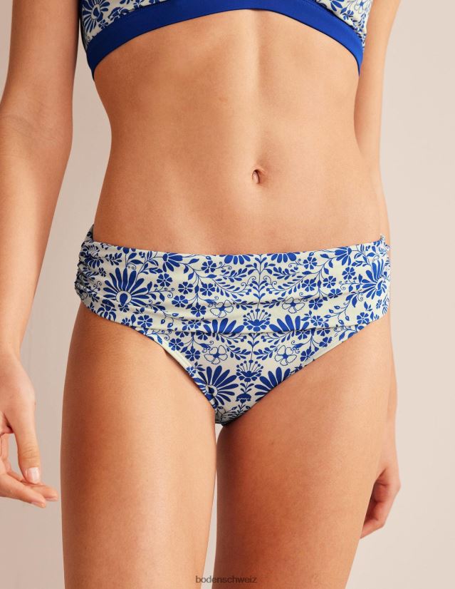 Boden Frauen klassische Falten-Bikinihose VH86PT292 Kleidung Elfenbein und seeblaue Gardenie