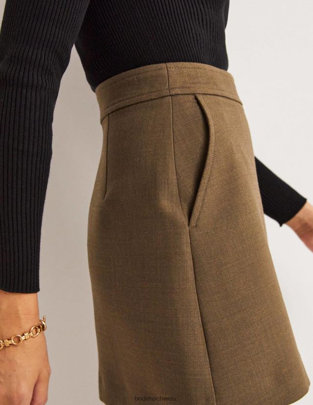 Boden Frauen A-Linien-Minirock aus Wollmischung VH86PT2036 Kleidung khaki