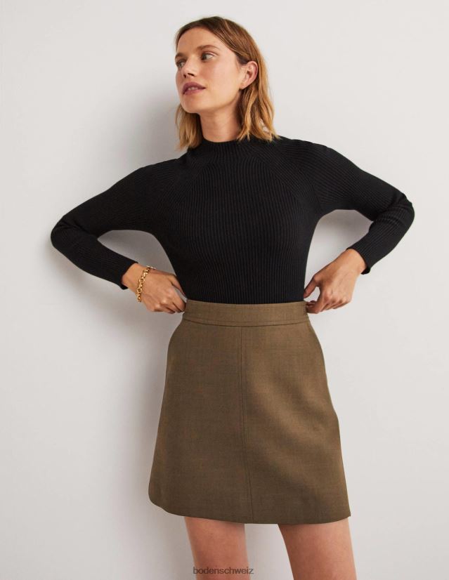 Boden Frauen A-Linien-Minirock aus Wollmischung VH86PT2036 Kleidung khaki