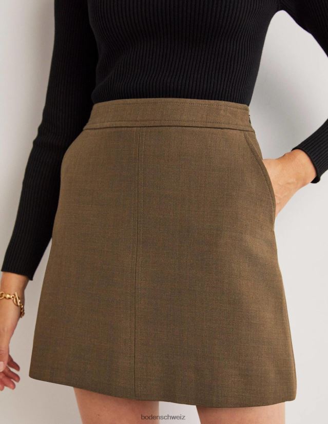 Boden Frauen A-Linien-Minirock aus Wollmischung VH86PT2036 Kleidung khaki