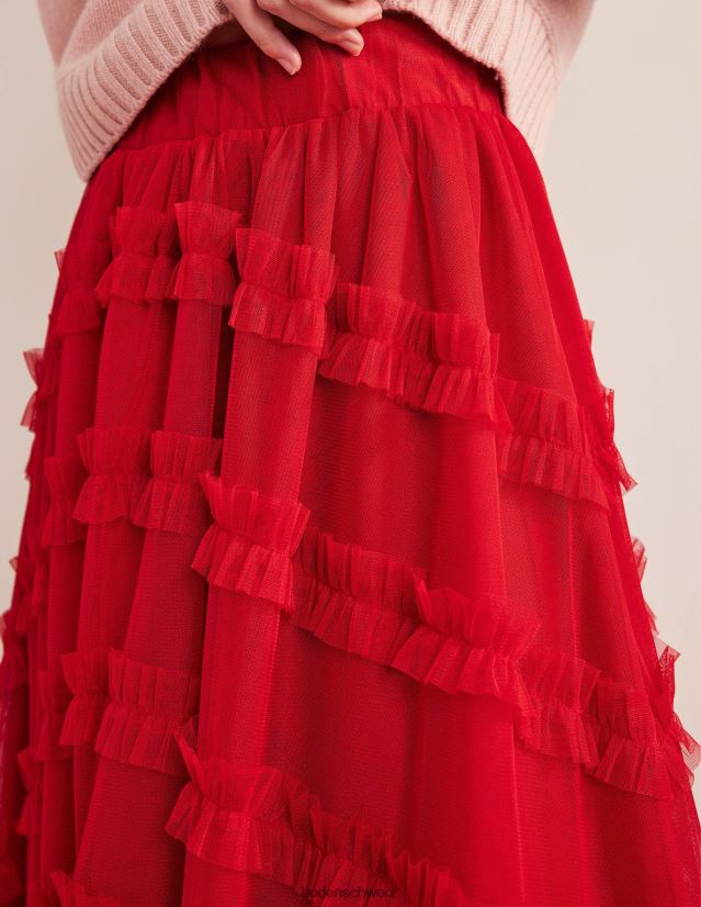 Boden Frauen Anlass-Midirock aus Tüll VH86PT1375 Kleidung dunkle Rose