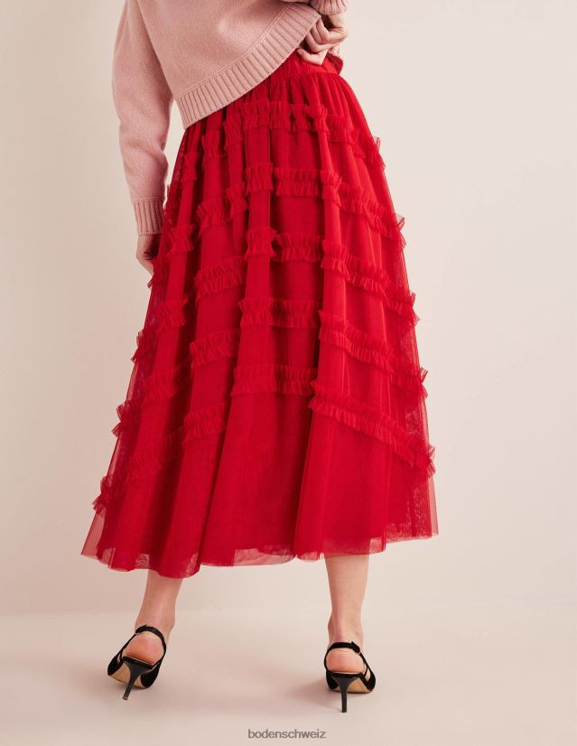 Boden Frauen Anlass-Midirock aus Tüll VH86PT1375 Kleidung dunkle Rose