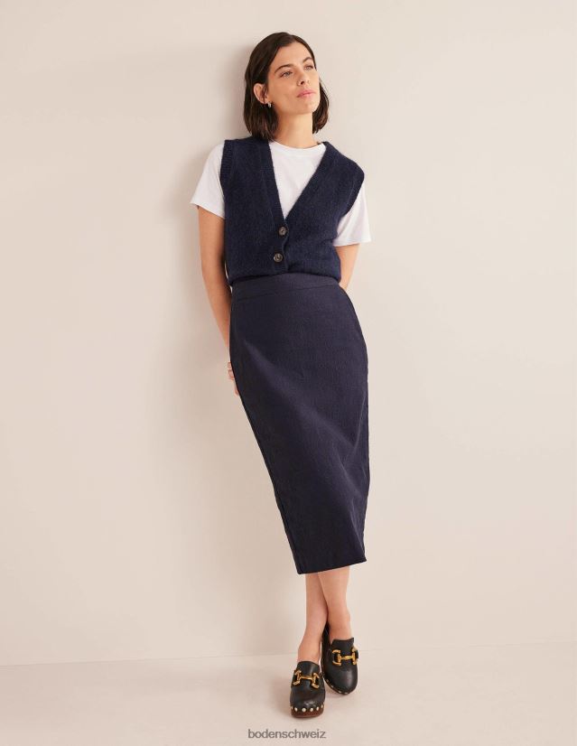 Boden Frauen Bleistiftrock aus strukturierter Baumwolle VH86PT1574 Kleidung Marine