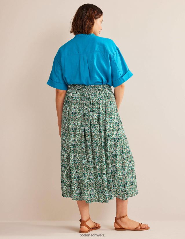 Boden Frauen Crinkle-Midirock VH86PT1188 Kleidung Flussschilf- und Weinterrasse