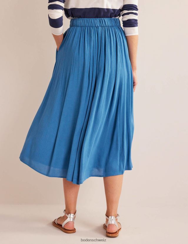 Boden Frauen Crinkle-Midirock VH86PT1799 Kleidung Ägäisches Blau