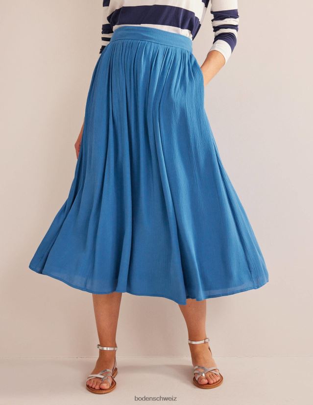 Boden Frauen Crinkle-Midirock VH86PT1799 Kleidung Ägäisches Blau