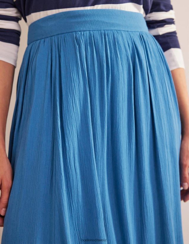 Boden Frauen Crinkle-Midirock VH86PT1799 Kleidung Ägäisches Blau