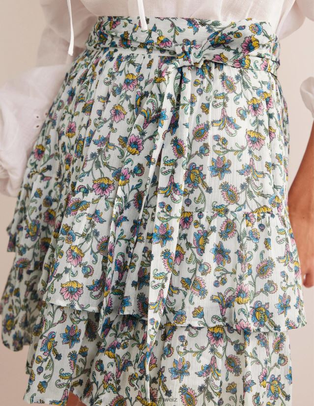 Boden Frauen Crinkle-Minirock mit Bindegürtel an der Taille VH86PT649 Kleidung Elfenbein & Wiesenherbst