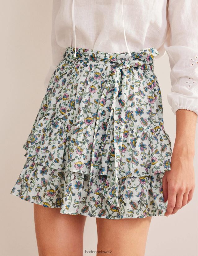 Boden Frauen Crinkle-Minirock mit Bindegürtel an der Taille VH86PT649 Kleidung Elfenbein & Wiesenherbst