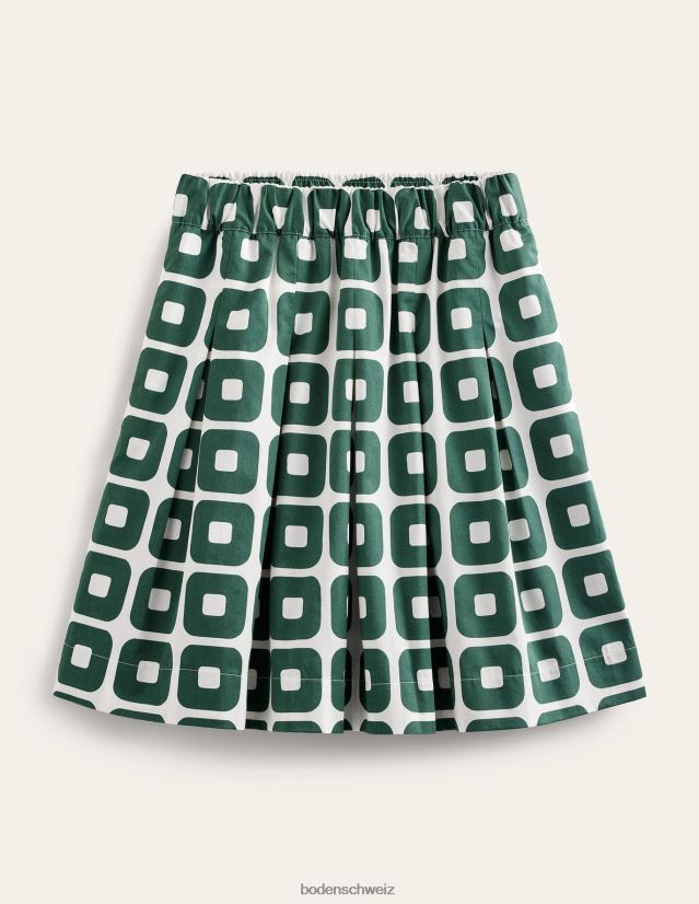 Boden Frauen Faltenrock aus Baumwolle VH86PT1294 Kleidung Trekking Green & Cube