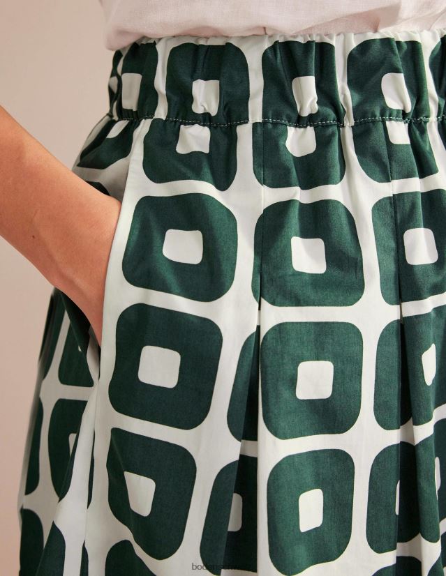 Boden Frauen Faltenrock aus Baumwolle VH86PT1294 Kleidung Trekking Green & Cube