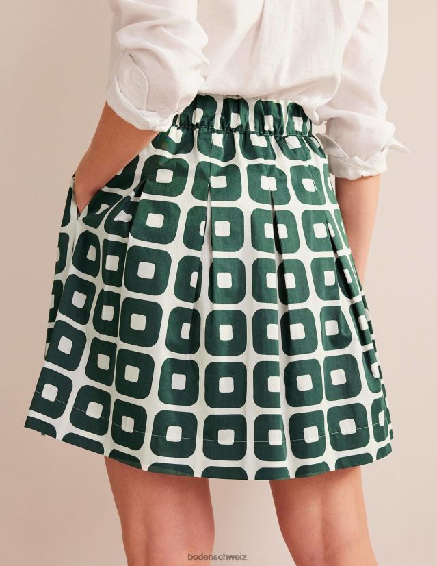 Boden Frauen Faltenrock aus Baumwolle VH86PT1294 Kleidung Trekking Green & Cube