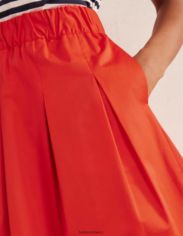 Boden Frauen Faltenrock aus Baumwolle VH86PT1806 Kleidung Zinnoberrot