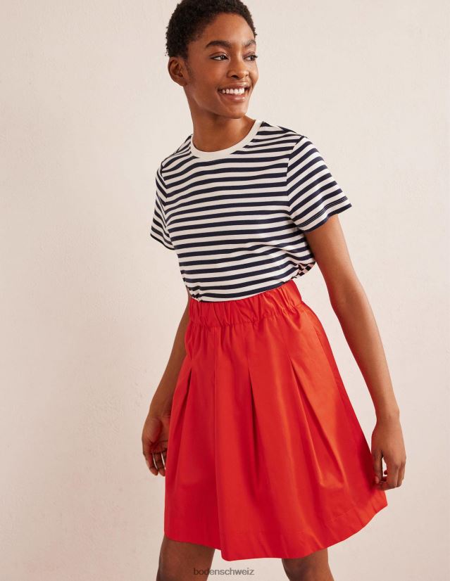 Boden Frauen Faltenrock aus Baumwolle VH86PT1806 Kleidung Zinnoberrot