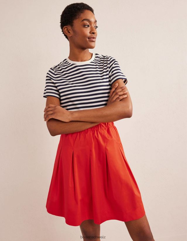 Boden Frauen Faltenrock aus Baumwolle VH86PT1806 Kleidung Zinnoberrot