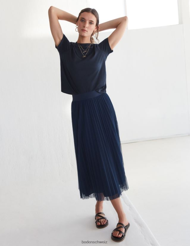 Boden Frauen Faltenrock aus Tüll VH86PT642 Kleidung Marine