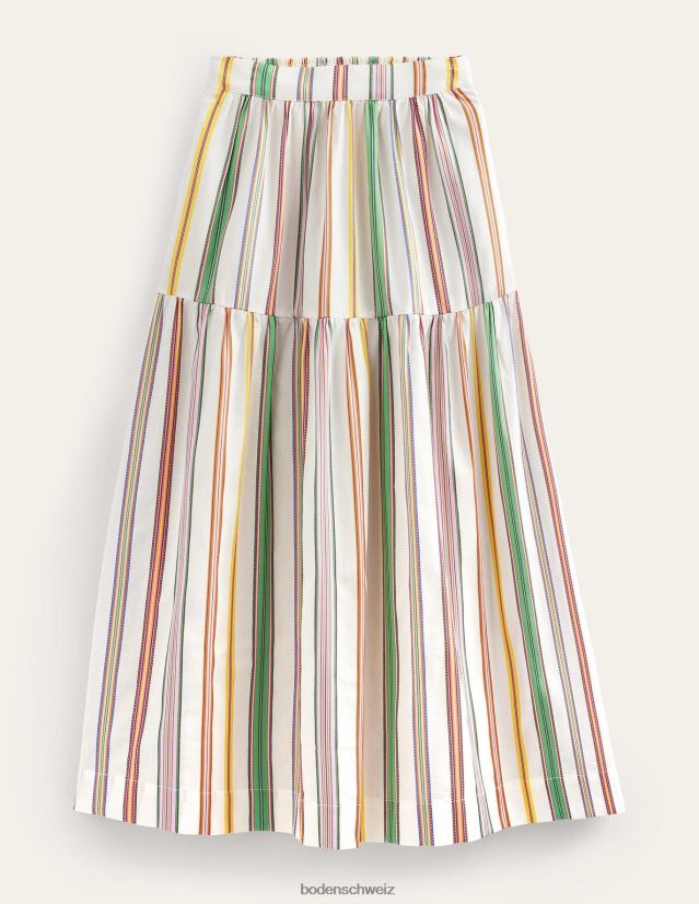 Boden Frauen Gestreifter Maxirock aus Baumwolle VH86PT1042 Kleidung Elfenbein und mehrfarbig