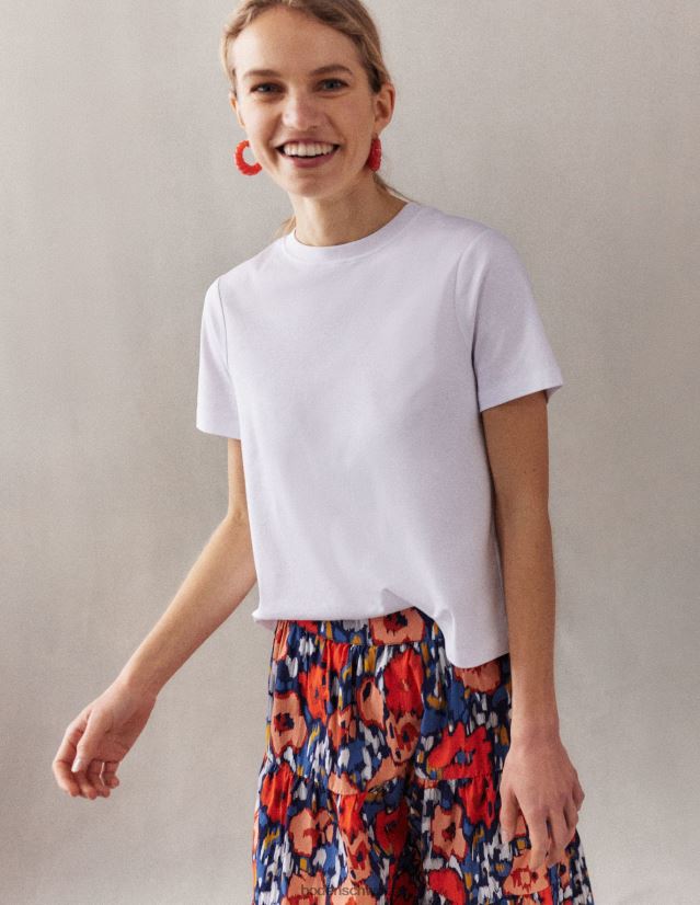 Boden Frauen Gestufter Midirock aus Popeline VH86PT1516 Kleidung Marineblau und abstrakte Mohnblume, groß