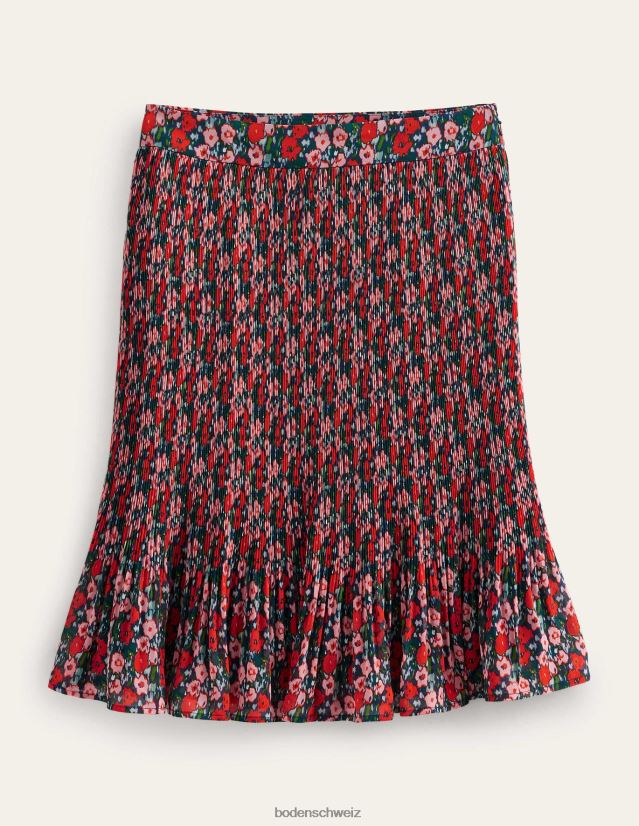 Boden Frauen Knielanger Plisseerock VH86PT1023 Kleidung Multi & abstrakte Mohnblume klein