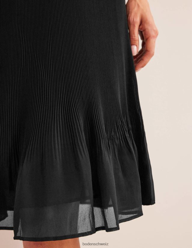Boden Frauen Knielanger Plisseerock VH86PT2522 Kleidung Schwarz