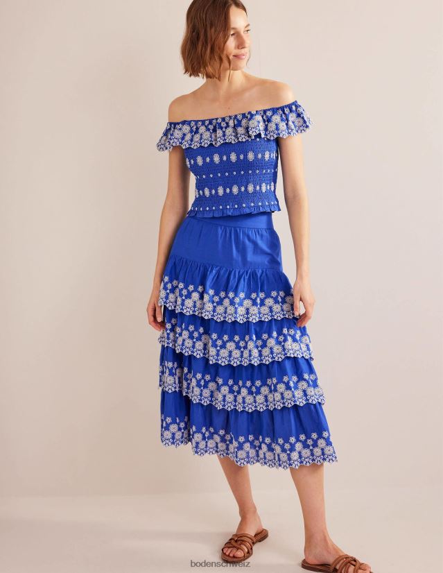 Boden Frauen Mehrstufiger Broderie-Rock VH86PT1060 Kleidung Inselblau