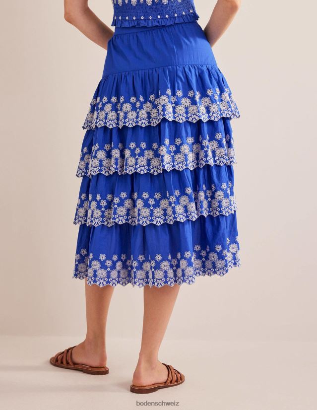 Boden Frauen Mehrstufiger Broderie-Rock VH86PT1060 Kleidung Inselblau