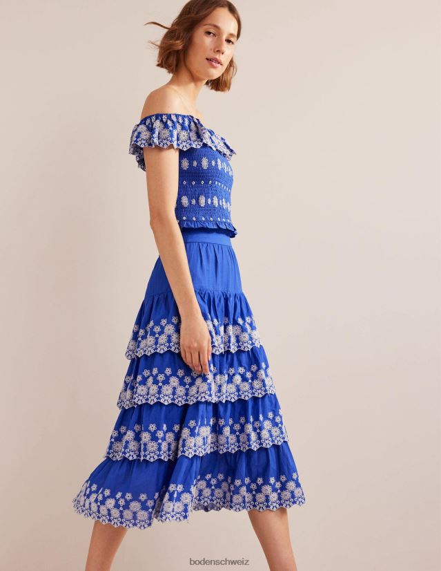 Boden Frauen Mehrstufiger Broderie-Rock VH86PT1060 Kleidung Inselblau