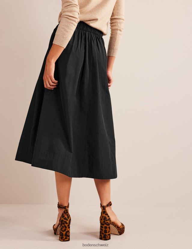 Boden Frauen Midirock zum Überziehen aus Taft VH86PT641 Kleidung Schwarz