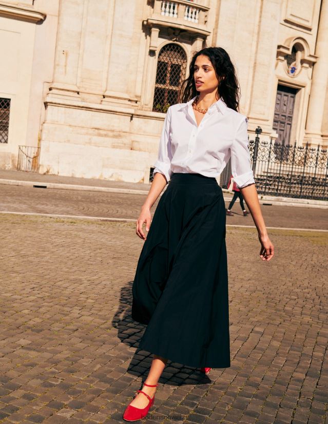 Boden Frauen Midirock zum Überziehen aus Taft VH86PT641 Kleidung Schwarz