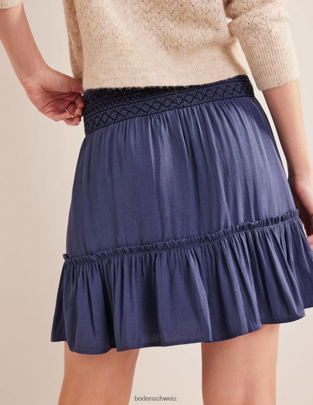 Boden Frauen Minirock mit geraffter Taille VH86PT1595 Kleidung Nachtschattenblau