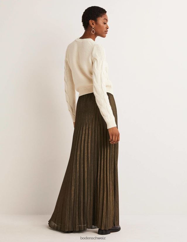 Boden Frauen Party-Maxirock mit Falten VH86PT652 Kleidung Metallfolie