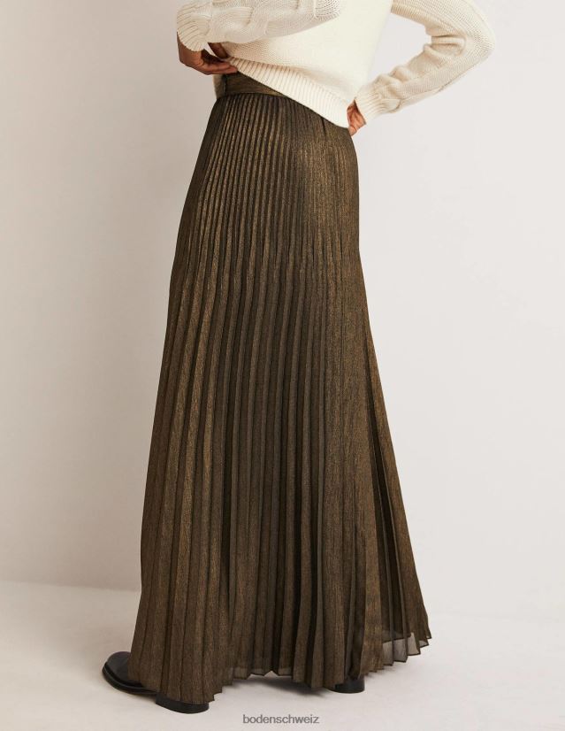 Boden Frauen Party-Maxirock mit Falten VH86PT652 Kleidung Metallfolie