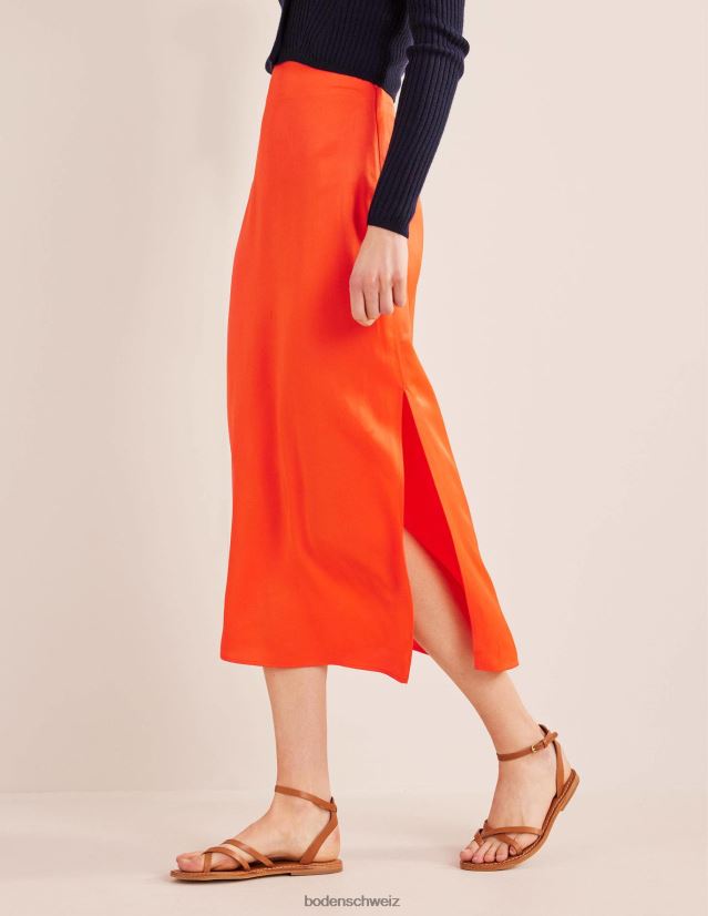 Boden Frauen Säulenrock aus Satin VH86PT1452 Kleidung Kirschtomate