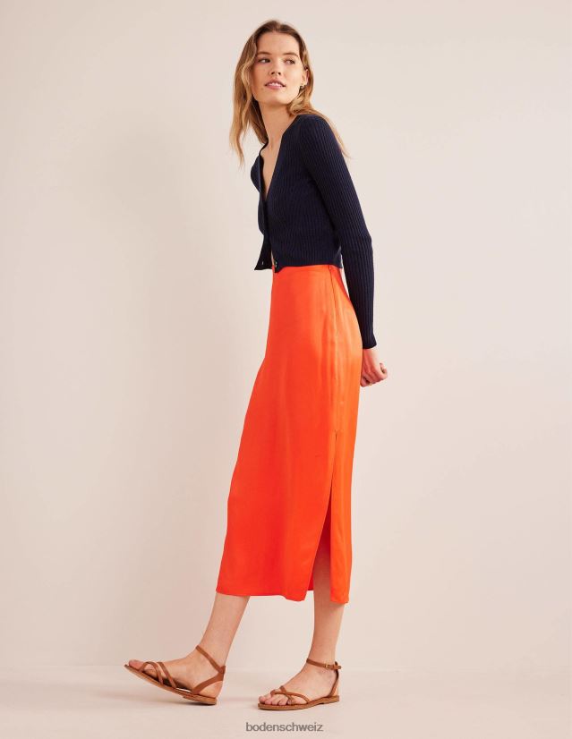 Boden Frauen Säulenrock aus Satin VH86PT1452 Kleidung Kirschtomate