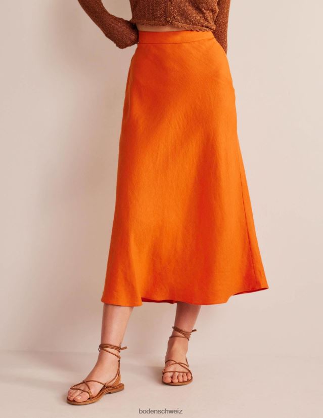 Boden Frauen Schräger Midirock aus Leinen VH86PT1543 Kleidung Kumquat