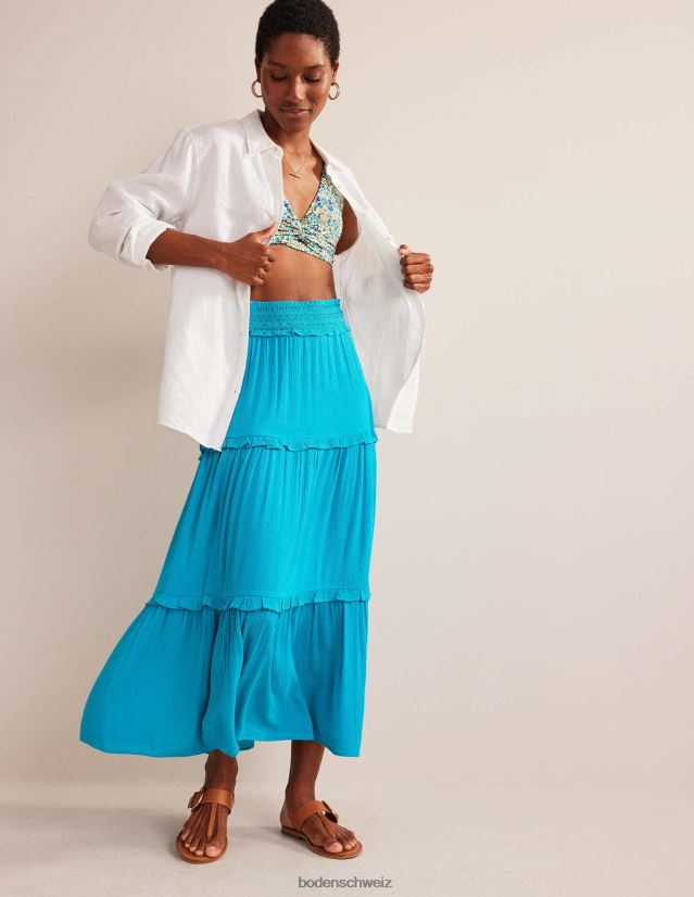 Boden Frauen Urlaubsrock mit gesmokter Taille VH86PT634 Kleidung ultramarin