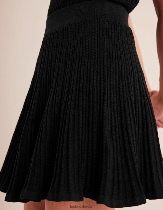 Boden Frauen gestrickter Pointelle-Rock VH86PT1703 Kleidung Schwarz