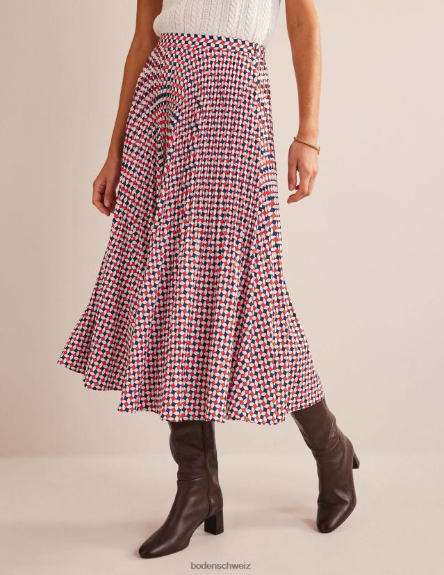 Boden Frauen plissierter Midirock VH86PT636 Kleidung Fiesta Orange & Diamant