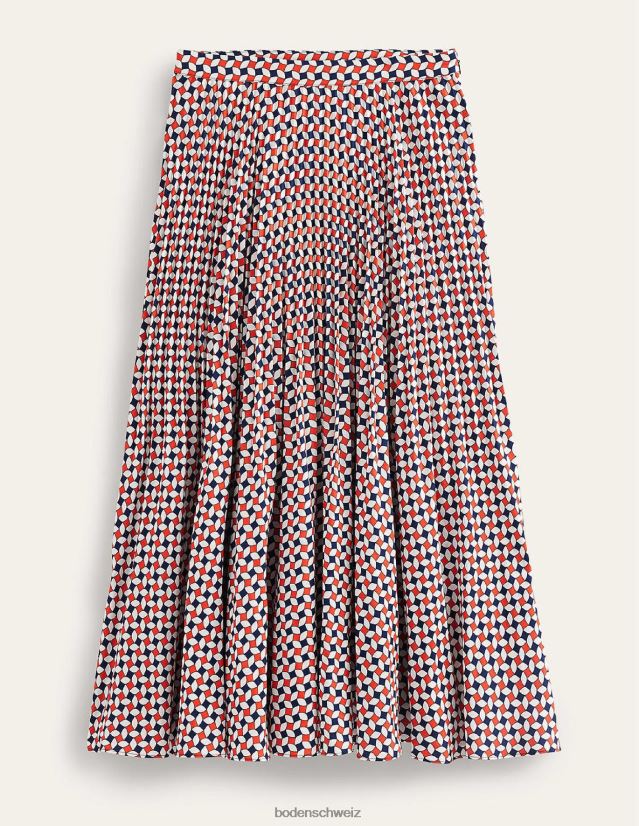 Boden Frauen plissierter Midirock VH86PT636 Kleidung Fiesta Orange & Diamant