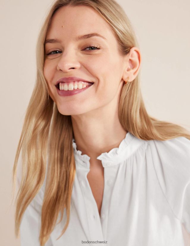 Boden Frauen Alltags-Popover-Hemd aus Baumwolle VH86PT1623 Kleidung Weiß