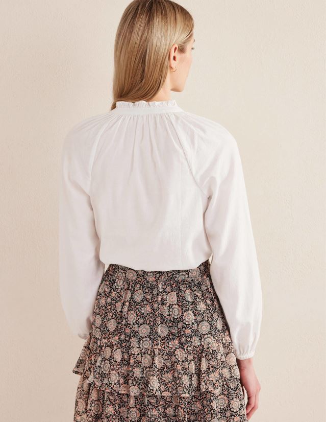 Boden Frauen Alltags-Popover-Hemd aus Baumwolle VH86PT1623 Kleidung Weiß