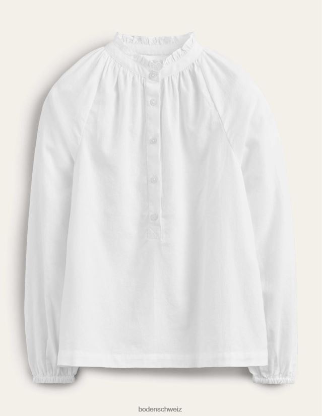 Boden Frauen Alltags-Popover-Hemd aus Baumwolle VH86PT1623 Kleidung Weiß