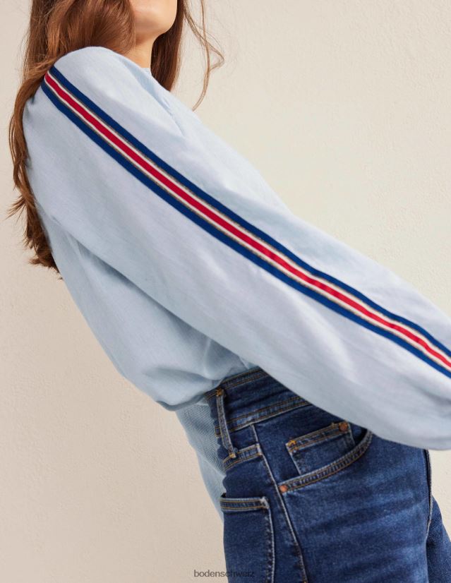 Boden Frauen Alltags-Popover-Hemd aus Baumwolle VH86PT2196 Kleidung blauer Streifen