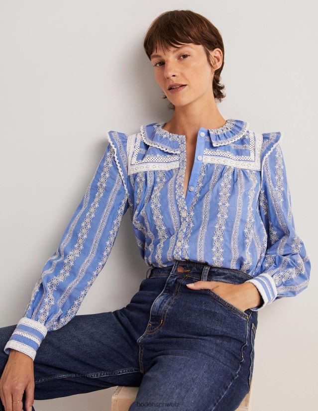 Boden Frauen Bluse mit Häkelbesatz VH86PT1956 Kleidung Chambray