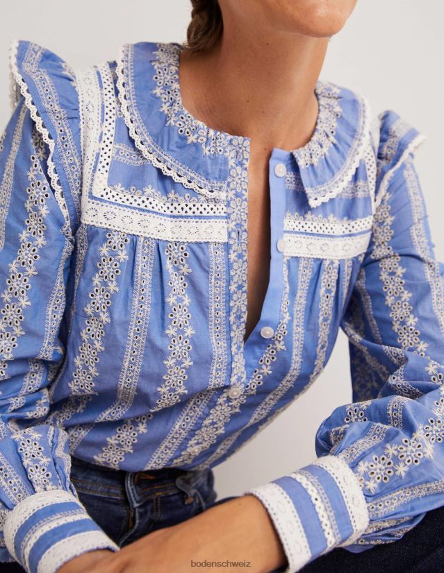 Boden Frauen Bluse mit Häkelbesatz VH86PT1956 Kleidung Chambray