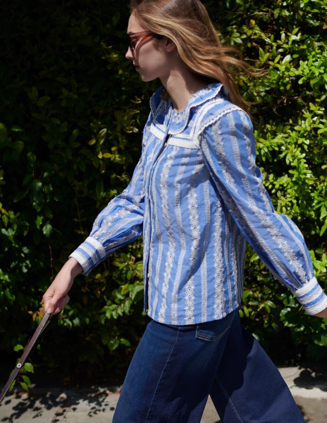 Boden Frauen Bluse mit Häkelbesatz VH86PT1956 Kleidung Chambray